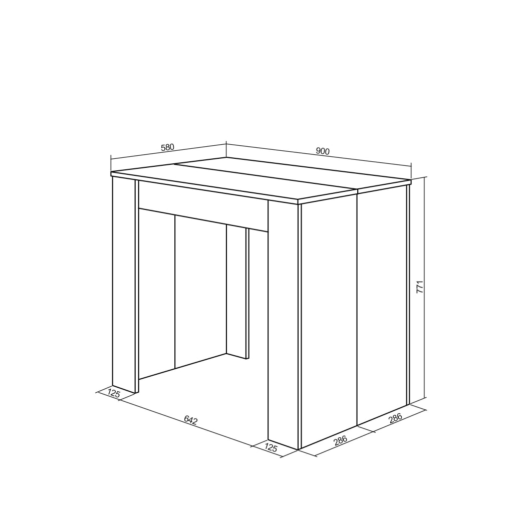Consolle allungabile, 160x90x77cm, Per 8 persone, Tavolo da pranzo, Nero RF2619
