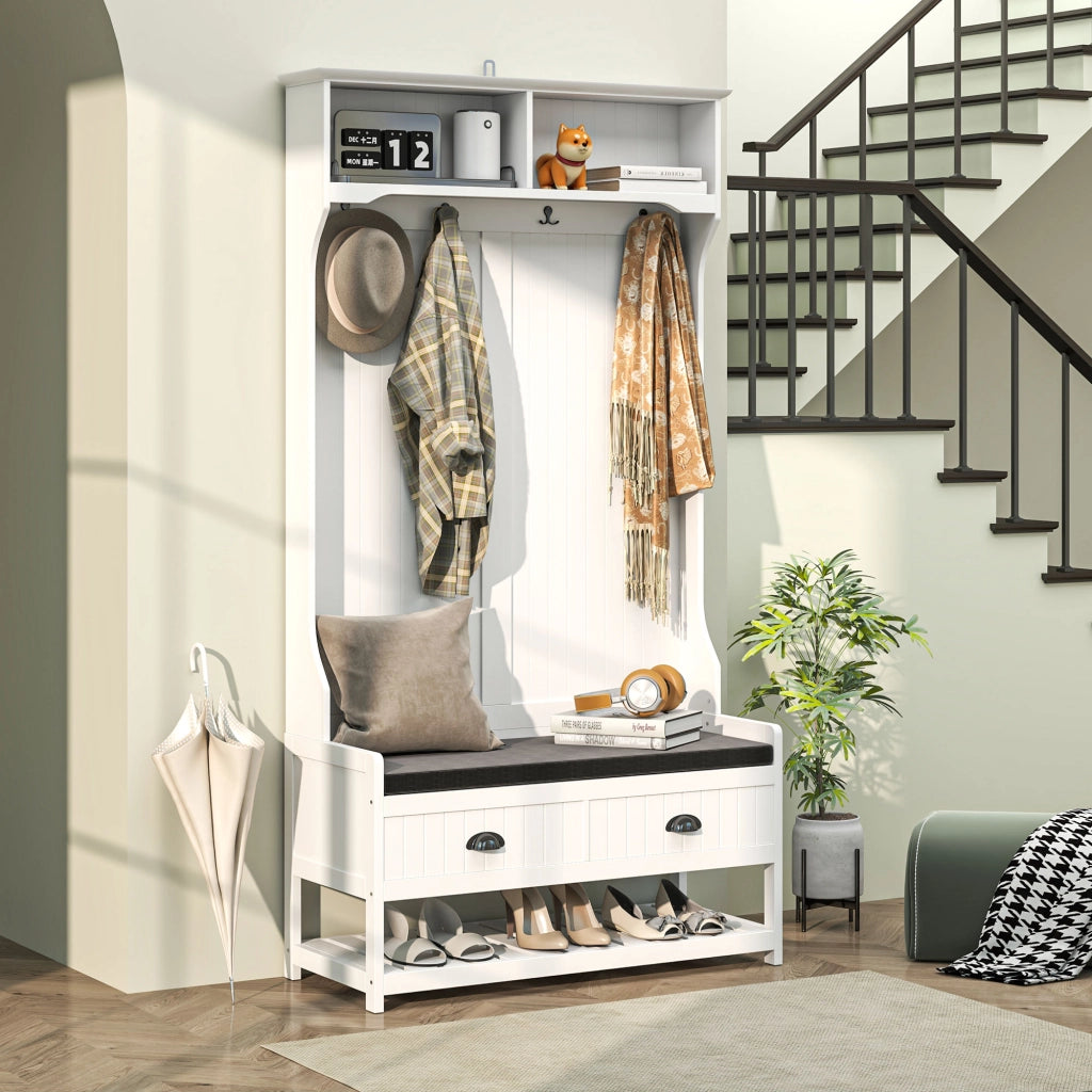 APPENDIABITI con panca 89x42x172 cm MDF Bianco
