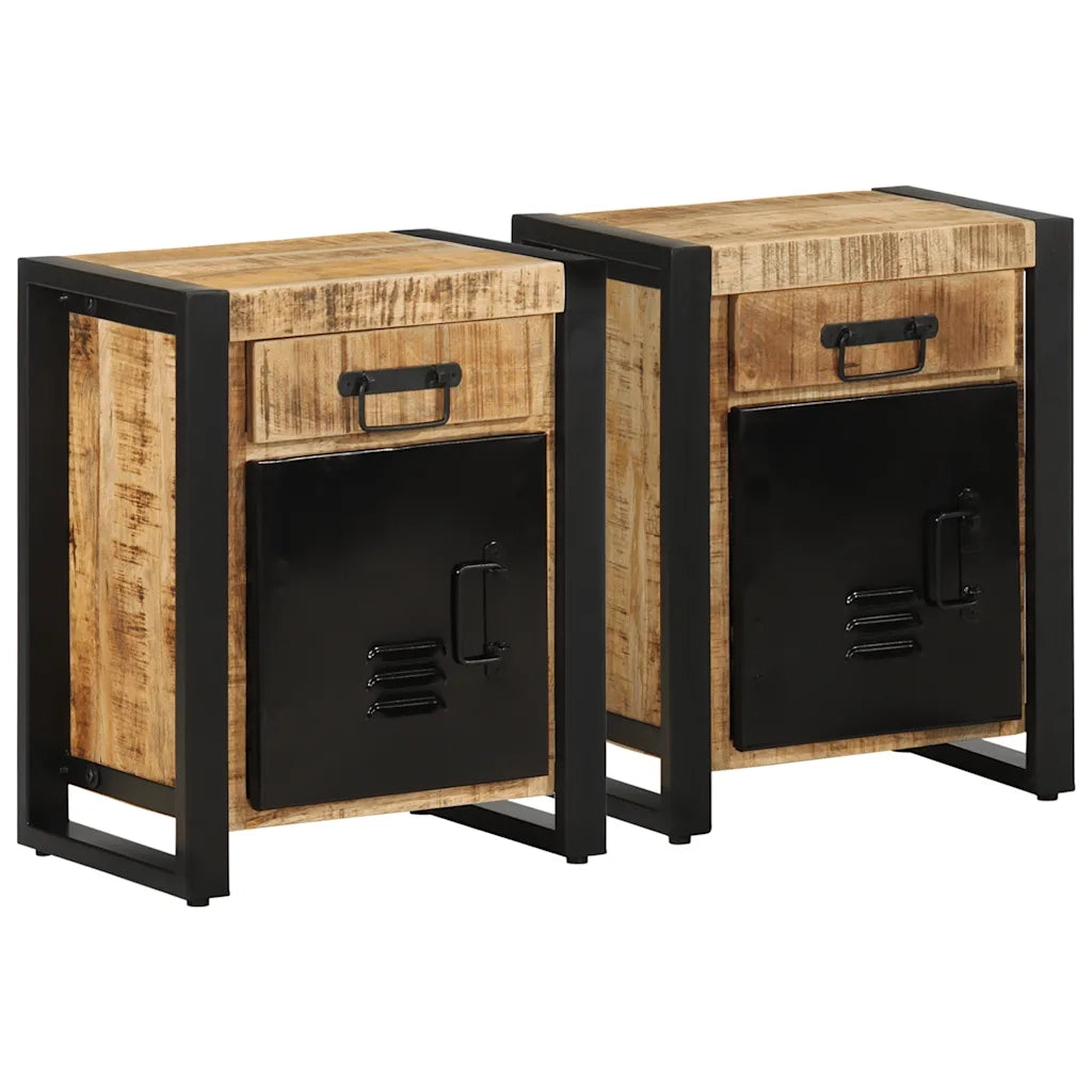Comodini 2 pz in Legno Massello di Mango Grezzo 4013560