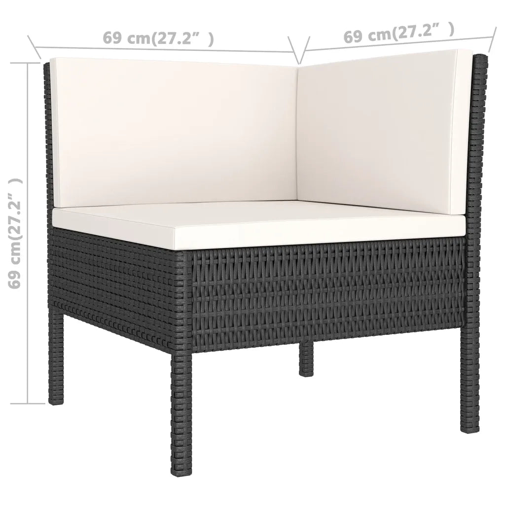 Set Divani da Giardino 7 pz con Cuscini in Polyrattan Nero 3094536