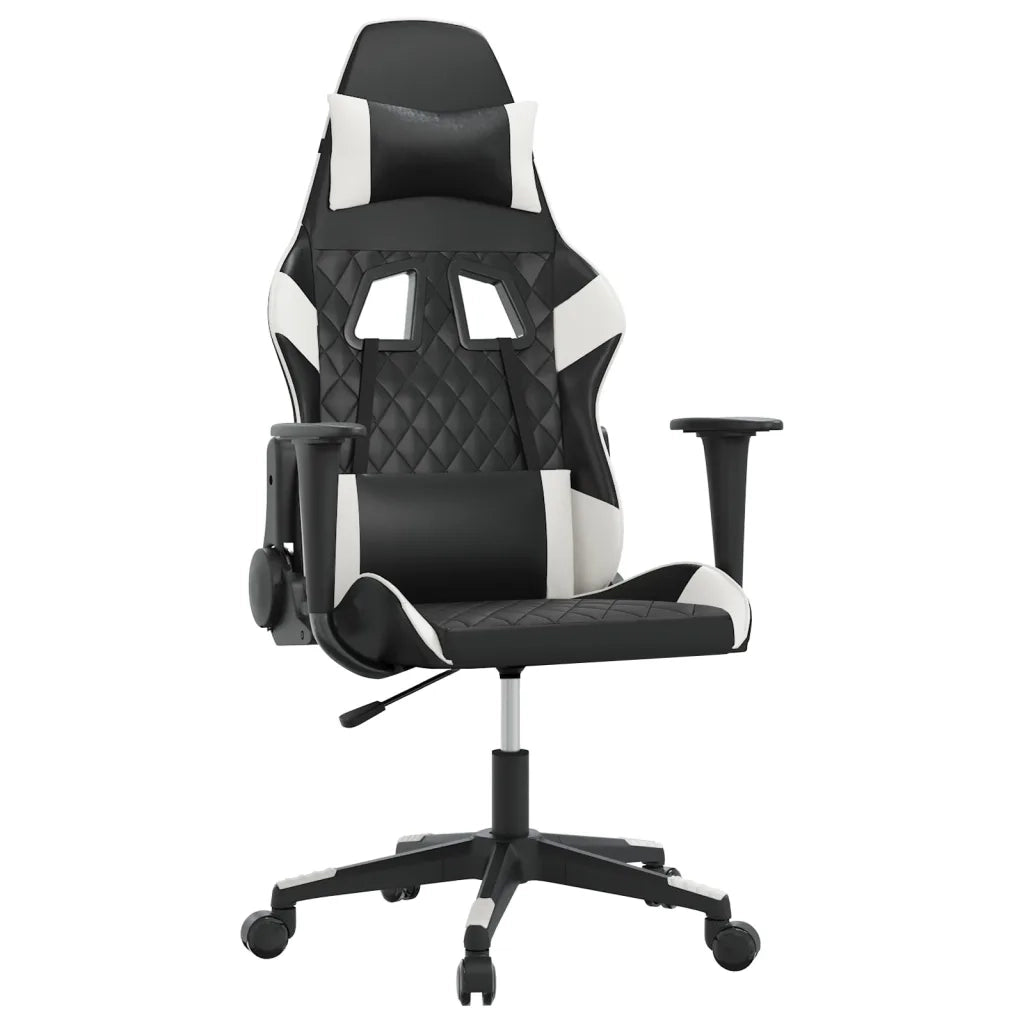 Sedia da Gaming Massaggiante Nera e Bianca in Similpelle 345516