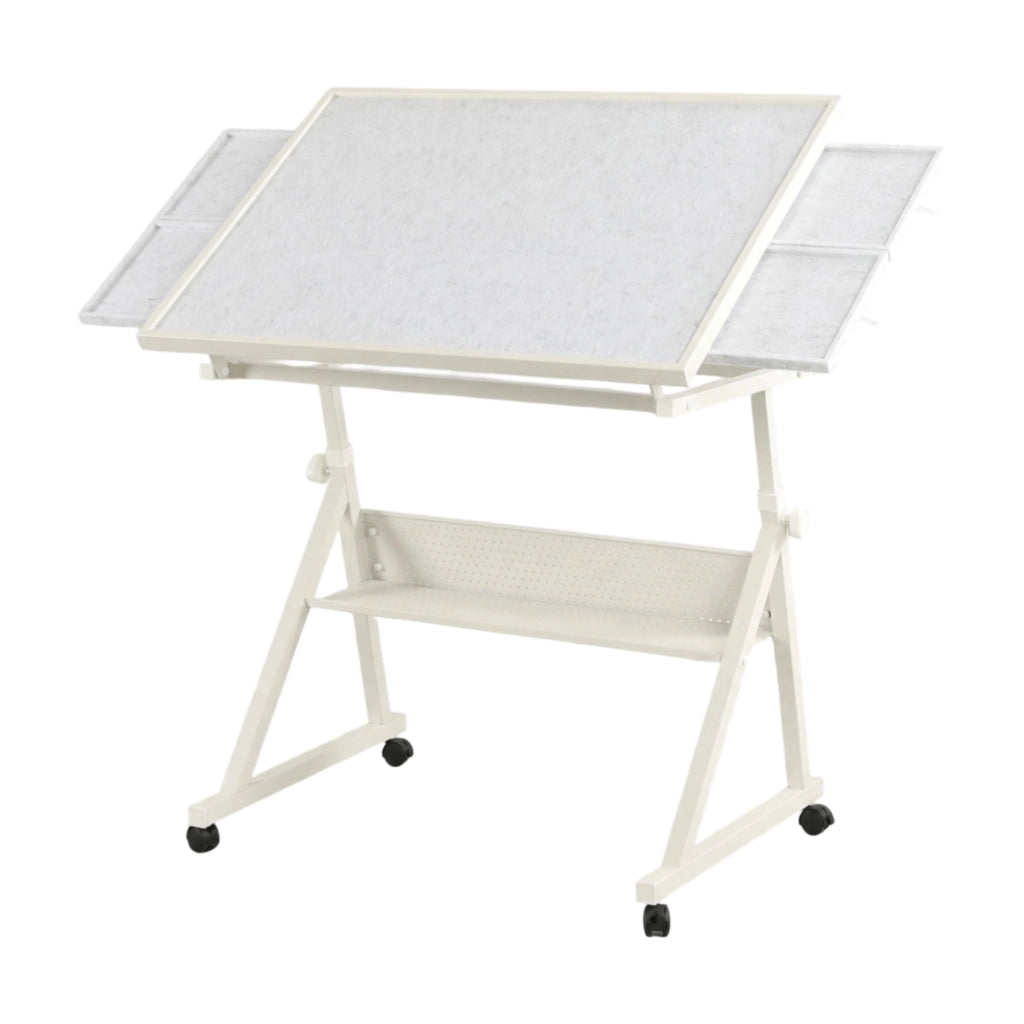 Tavolo per puzzle regolabile in altezza e inclinazione in MDF e metallo bianco
