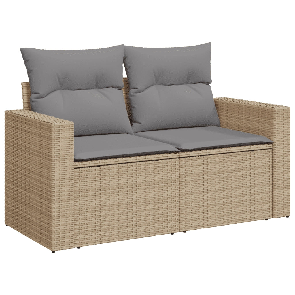 Set Divani da Giardino 11 pz con Cuscini Beige in Polyrattan 3251856