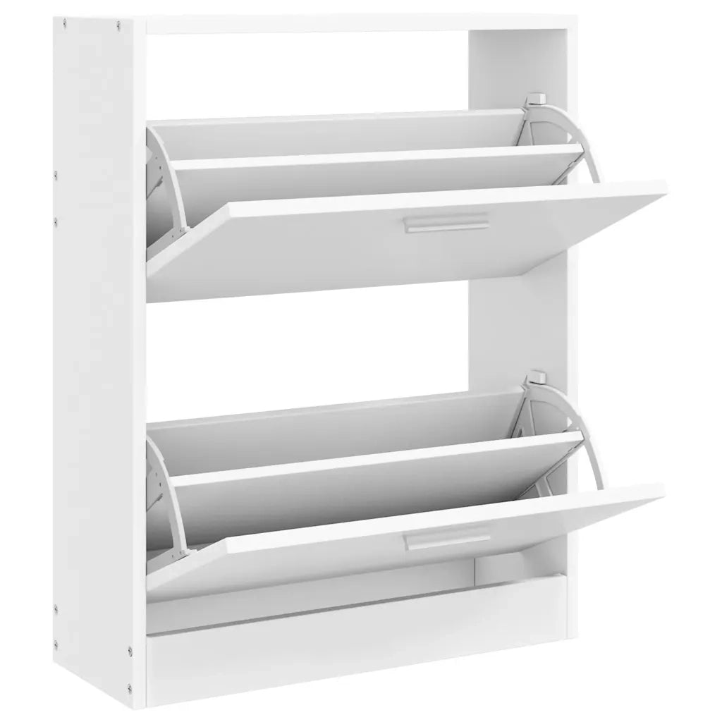 Scarpiera-Scaffale per scarpe in Legno con 2 Scomparti Bianca