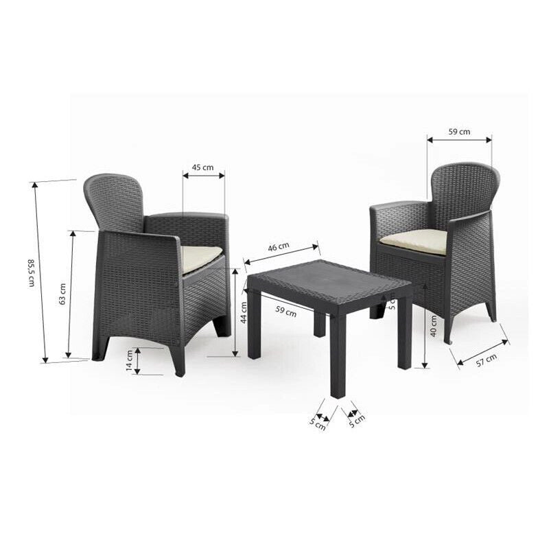 MAURY'S AKITA ANTRACITE SALOTTO DA GIARDINO CON CUSCINI 3 PZ