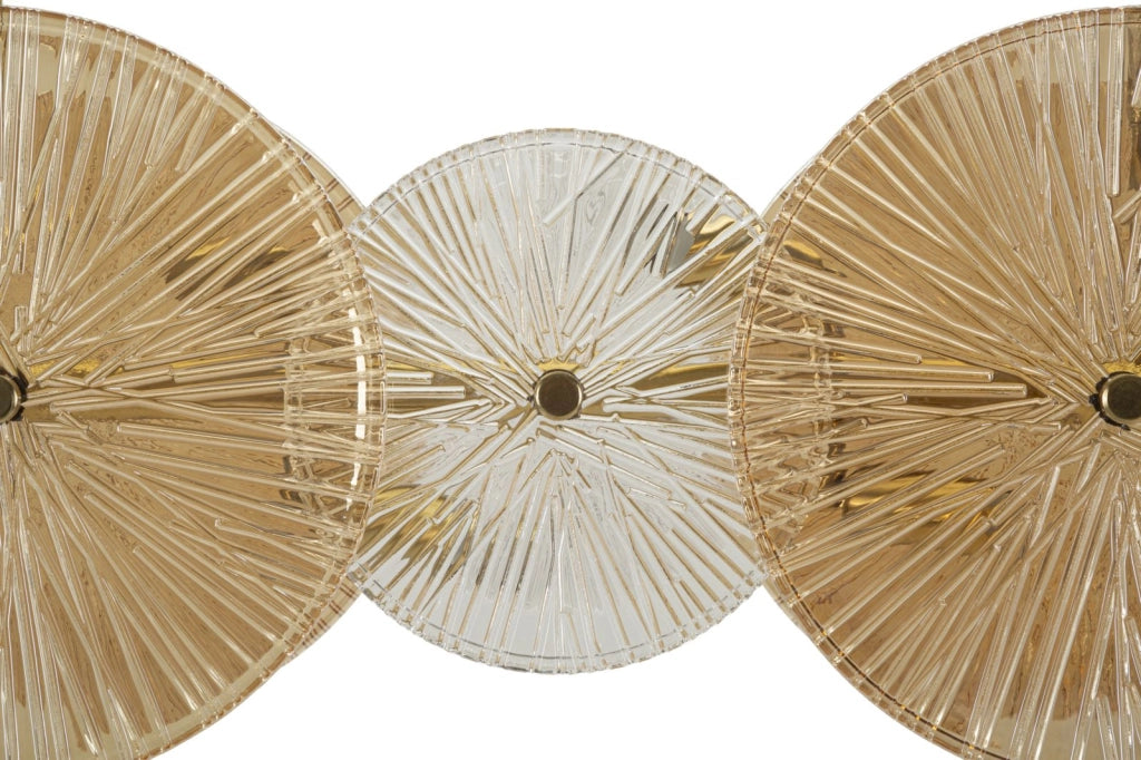 Lampadario Osaka 100x23x28 cm in Ferro e Vetro Oro e Marrone e Trasparente