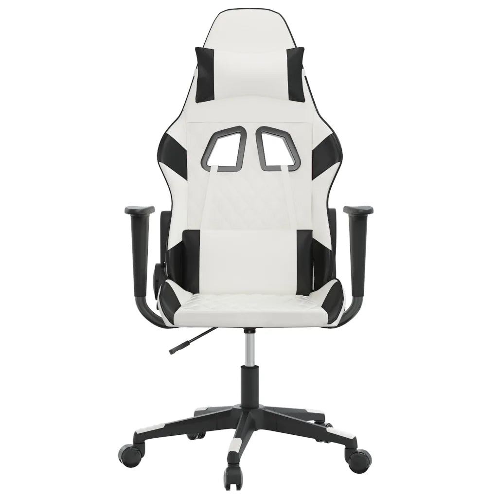 Sedia da Gaming Massaggiante Bianco e Nero in Similpelle 345520