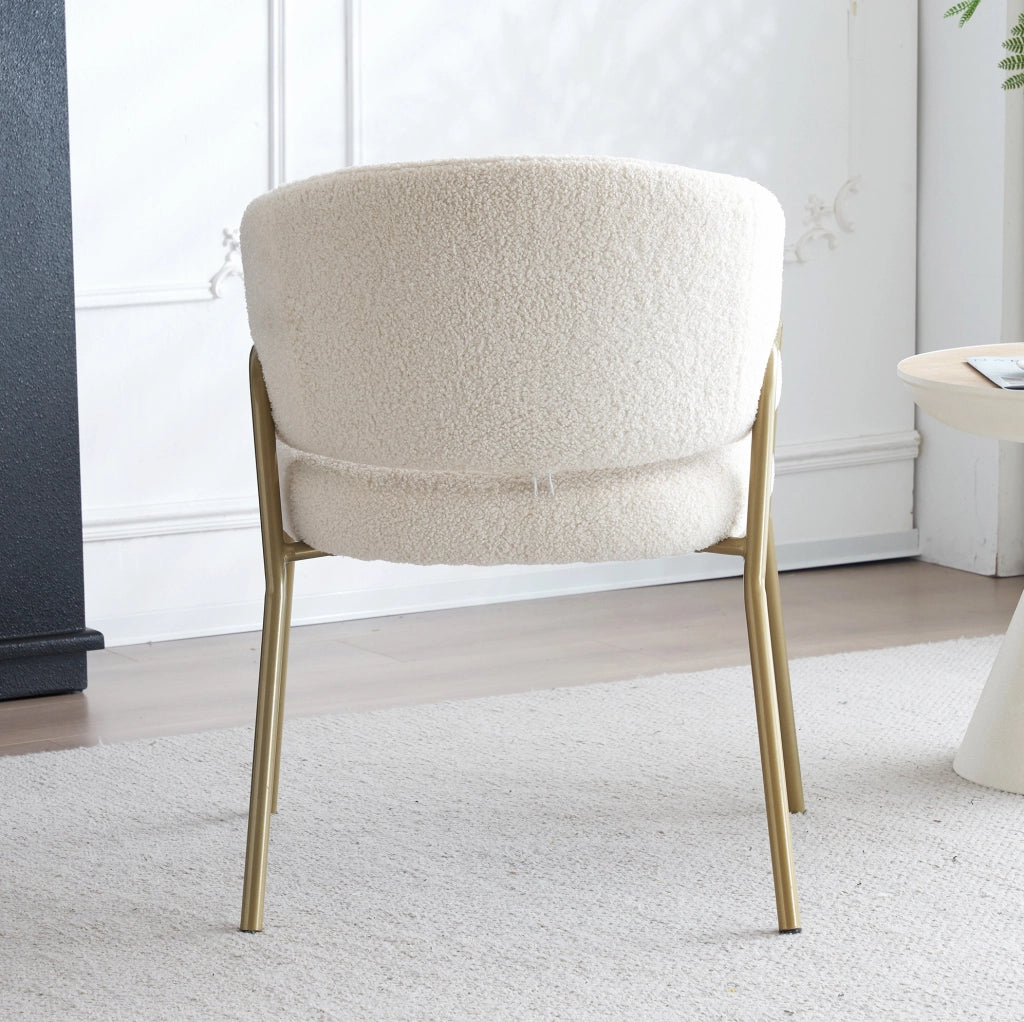 SEDIA DA PRANZO Bianca in fleece con gambe dorate