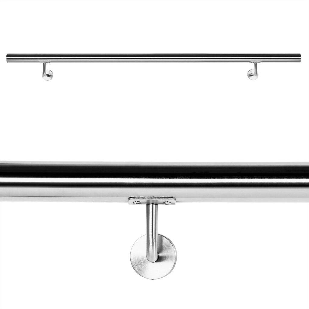 Kit corrimano a parete per scale 130 cm acciaio raffinato 16_0000702