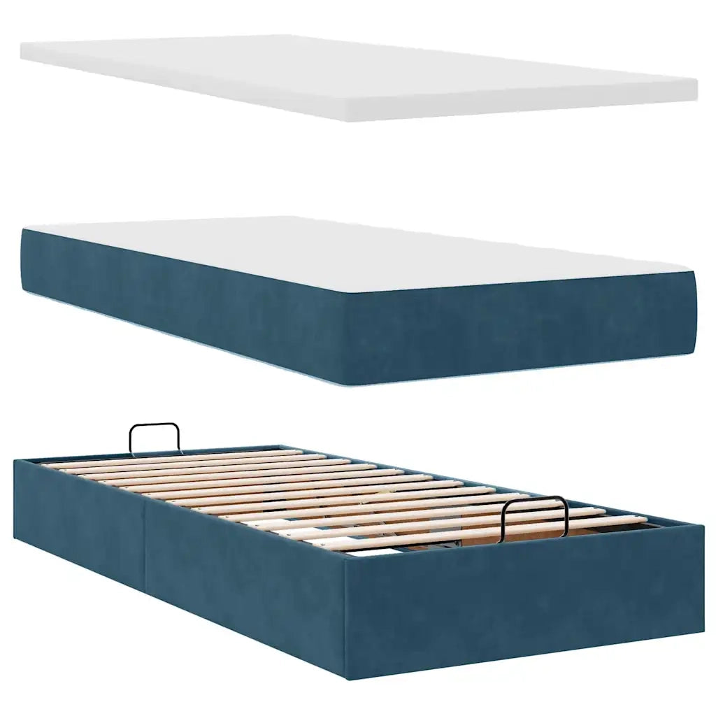 Pouf Letto con Materassi e LED Blu Scuro 200x200cm Velluto 3312915