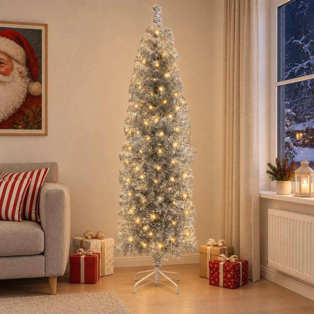 Albero di Natale Artificiale Sottile 180 cm 300 LED 3461197