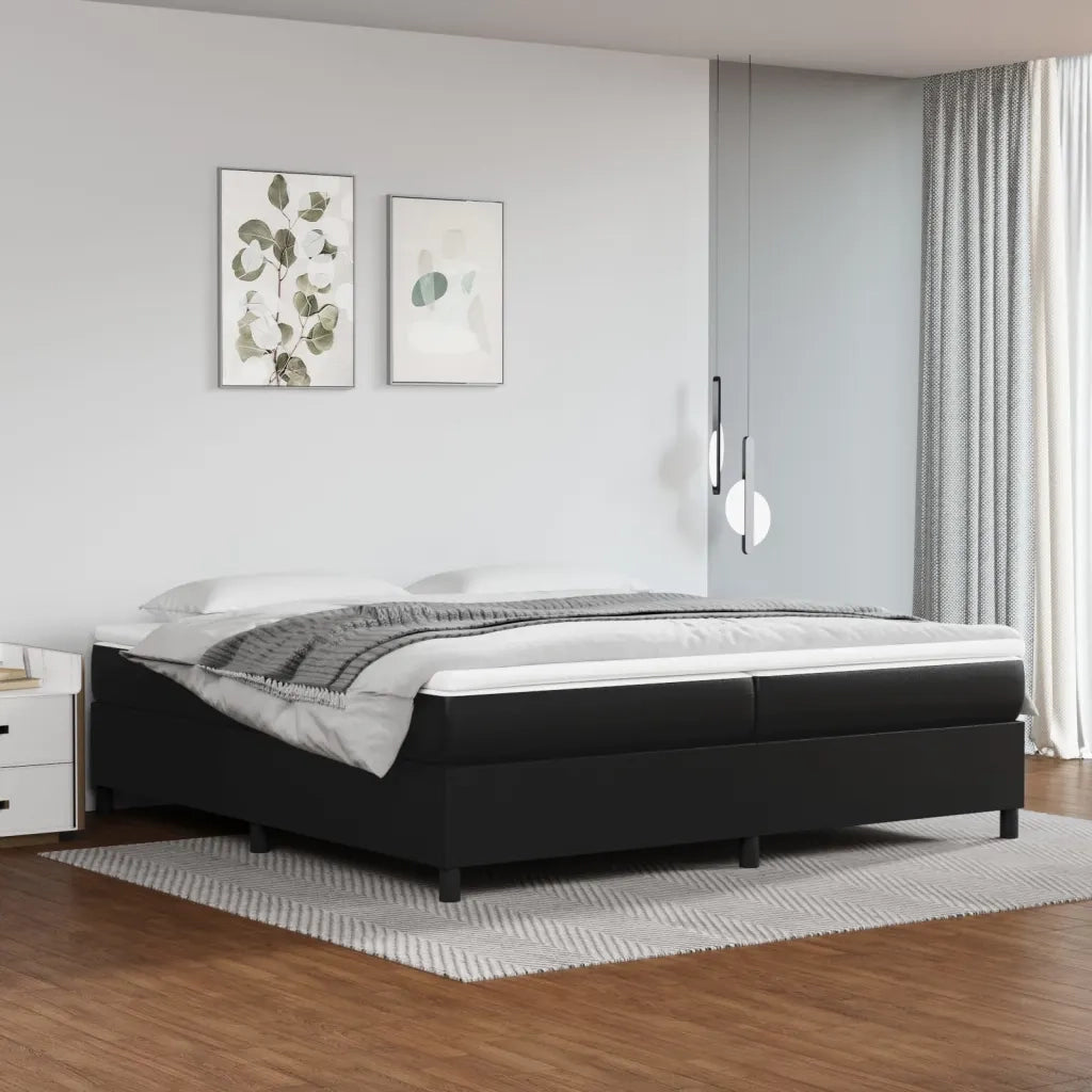 Struttura Letto a Rete a Molle Nero 200x200 cm in Similpelle