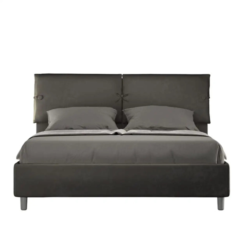 Letto matrimoniale senza rete imbottito 160x210 microfibra grigio Sleeper