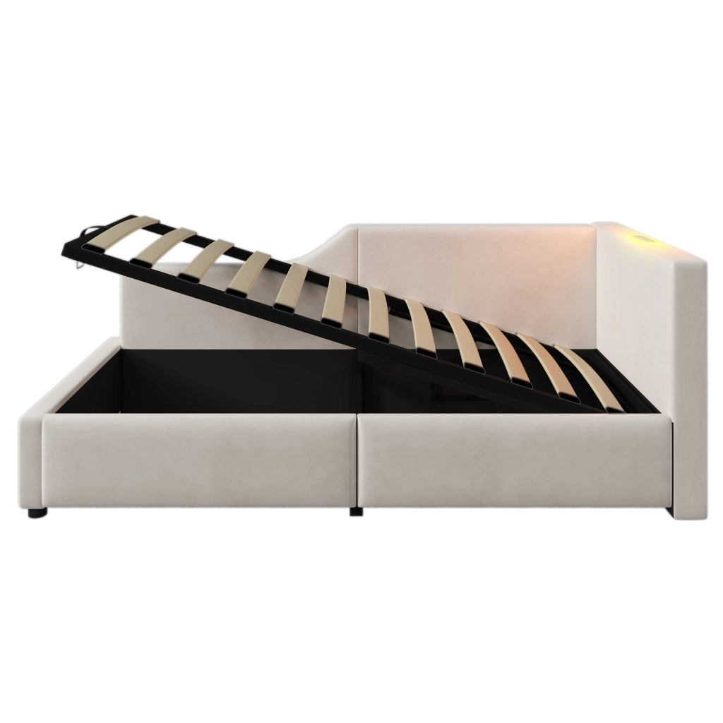 Letto singolo contenitore 90x190 cm beige