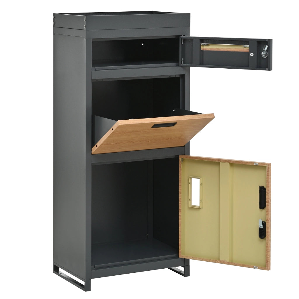 Cassetta postale da esterno con cassetto per pacchi ¨C Minimal ¨C con serratura a combinazione, materiale resistente alle intemperie