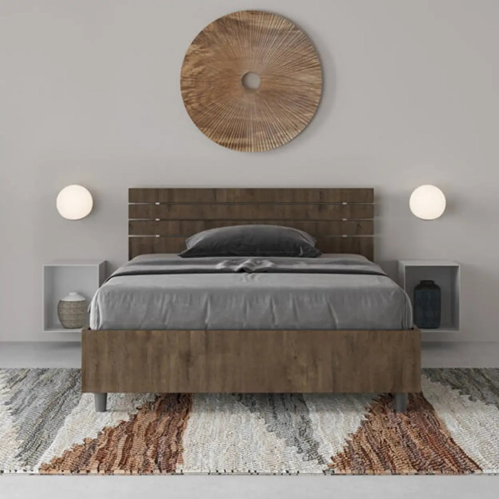 Letto una piazza e mezza con rete 120x200 testata dritta con doghe noce Ankel