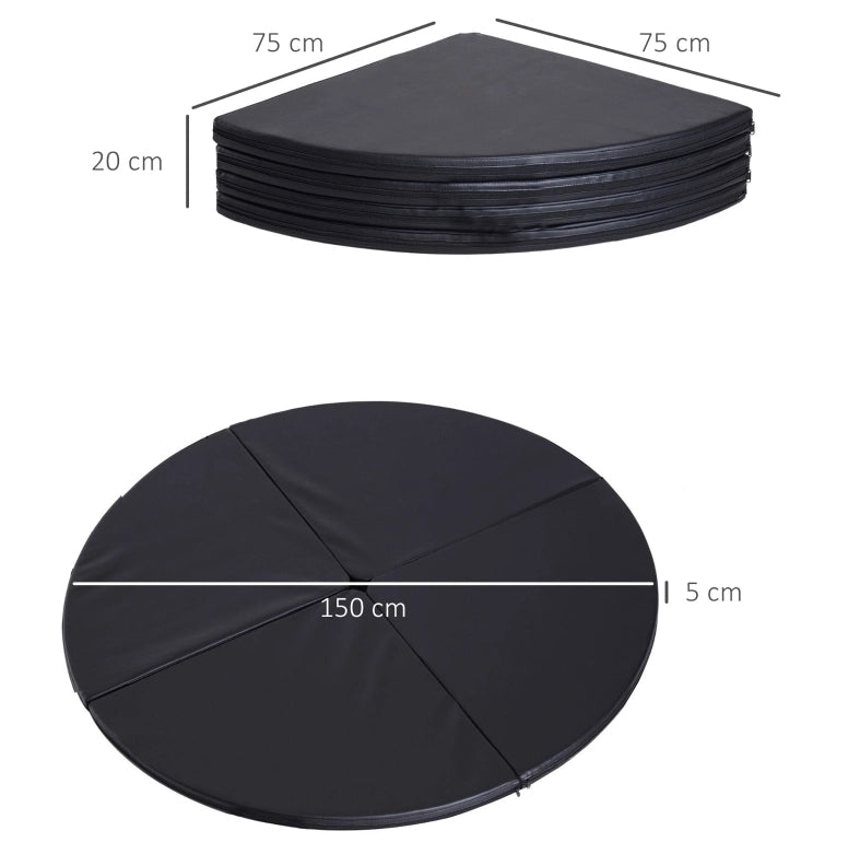 Materassino per Pole Dance pieghevole, 150 cm, nero, in plastica