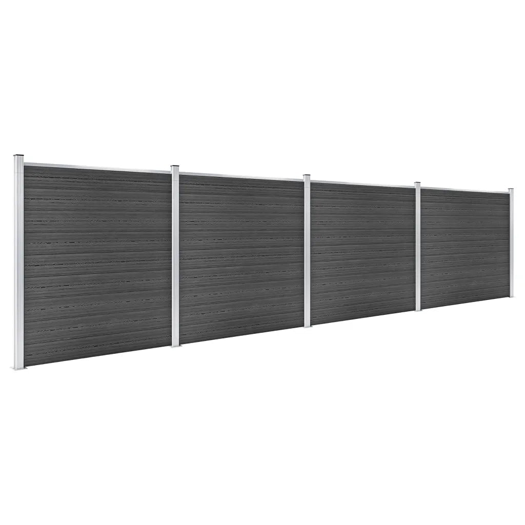 Set Pannelli di Recinzione in WPC 699x186 cm Nero 3070431