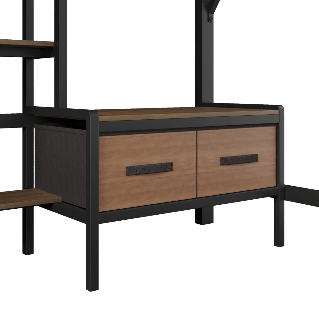 Letto a soppalco 140x200 cm con scrivania, scaffali, LED e USB