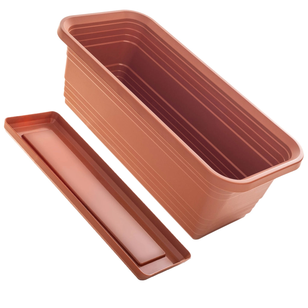 Vaso da fiori per balcone KADAX, 40 cm + sottovaso rosso mattone