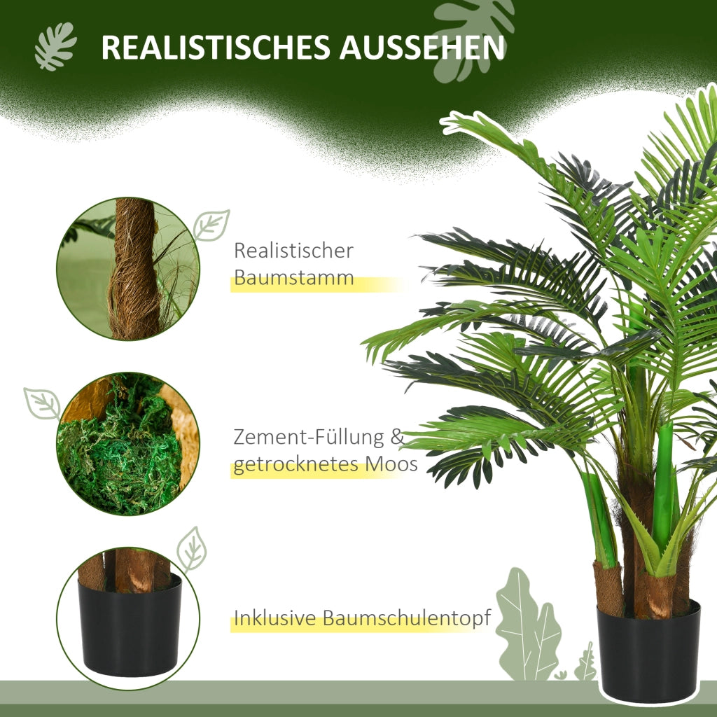 Palma artificiale con 5 fusti e rami modellabili in plastica verde per interni ed esterni