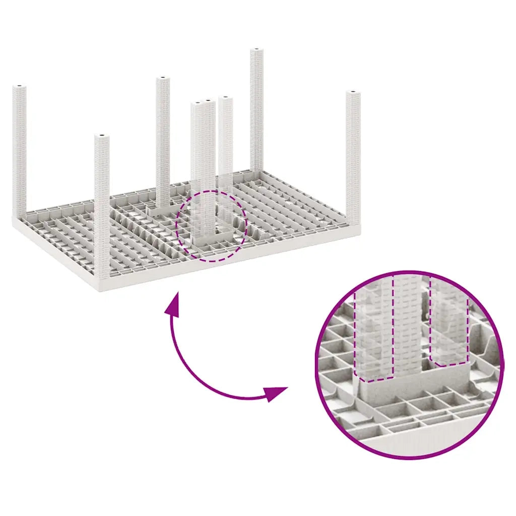 Set da Pranzo per Giardino 5 pcs Bianco Rattan Polt 3378704