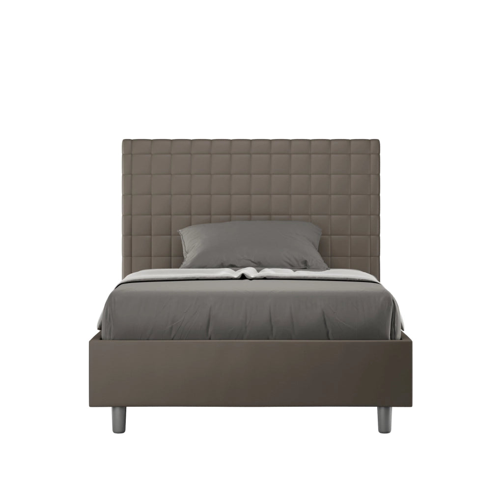 Letto Singolo 80x190 cm con Rete e Contenitore Sunny Cappuccino