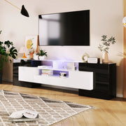 Mobile TV 200x35x60 cm con LED multicolore, 4 ante e 2 cassetti in truciolare e MDF
