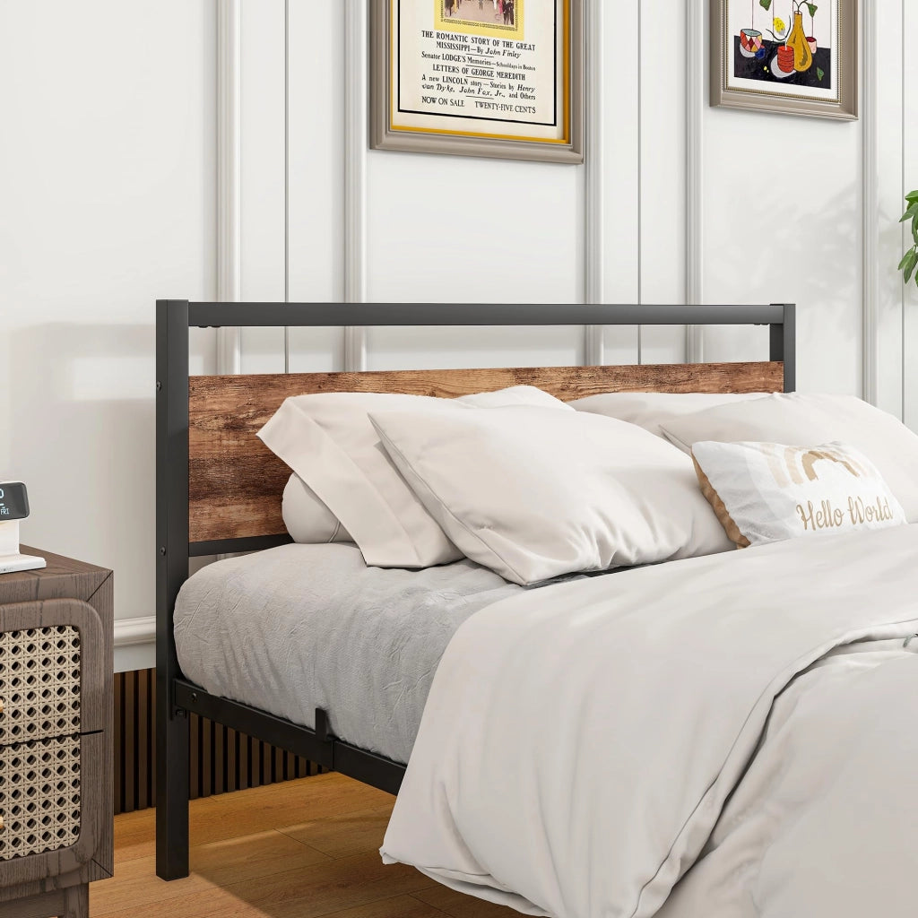 Letto una piazza e mezza 140 × 200 cm con rete a doghe e vano sottoletto in metallo e MDF, marrone antico