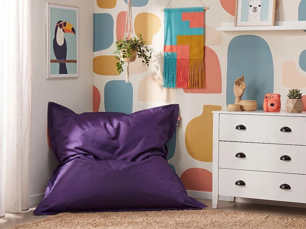 Fodera per pouf a sacco grande in nylon con cerniera, impermeabile e resistente, per interni ed esterni, 140 x 180 cm, viola moderno