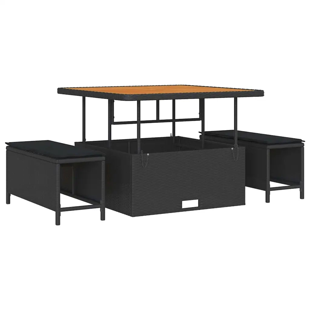 Set da Pranzo per Giardino Nero polyrattan 42007906