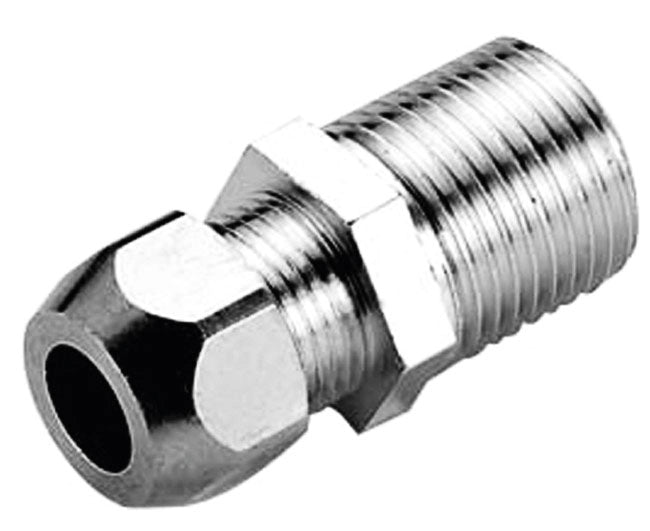RACCORDO DIRITTO MASCHIO A TENUTA PTFE PER TUBO RAME CROMATO SERIE 6900 3/8 ø10    PETTINAROLI
