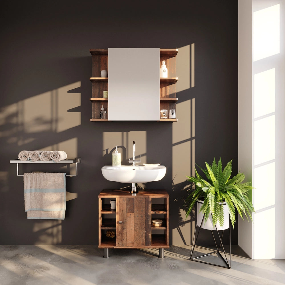 Vicco Specchio contenitore bagno Legno antico 79.6 x 64 cm
