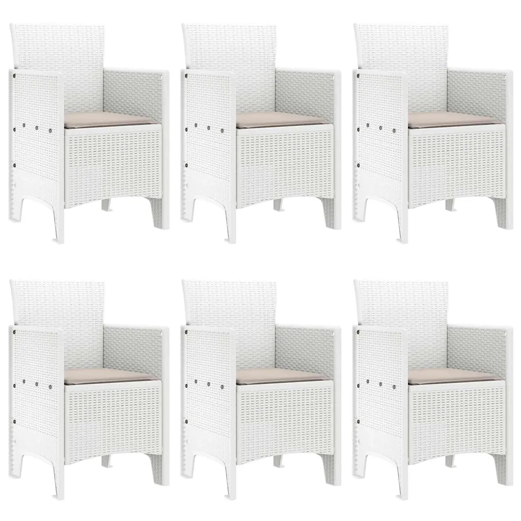 Set da Pranzo per Giardino 7 pcs Bianco Rattan Polt 3378562