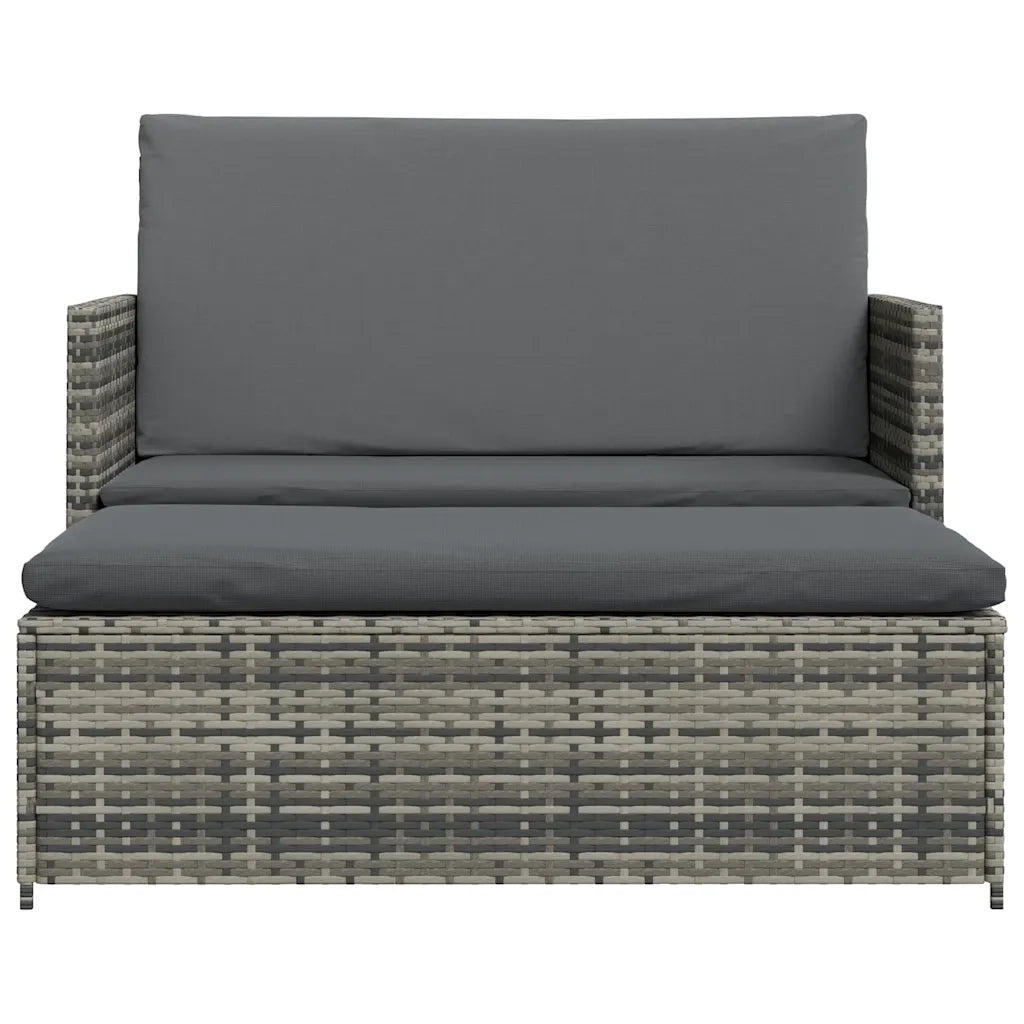 Set Divani da Giardino 2 pz con Cuscini in Polyrattan Grigio