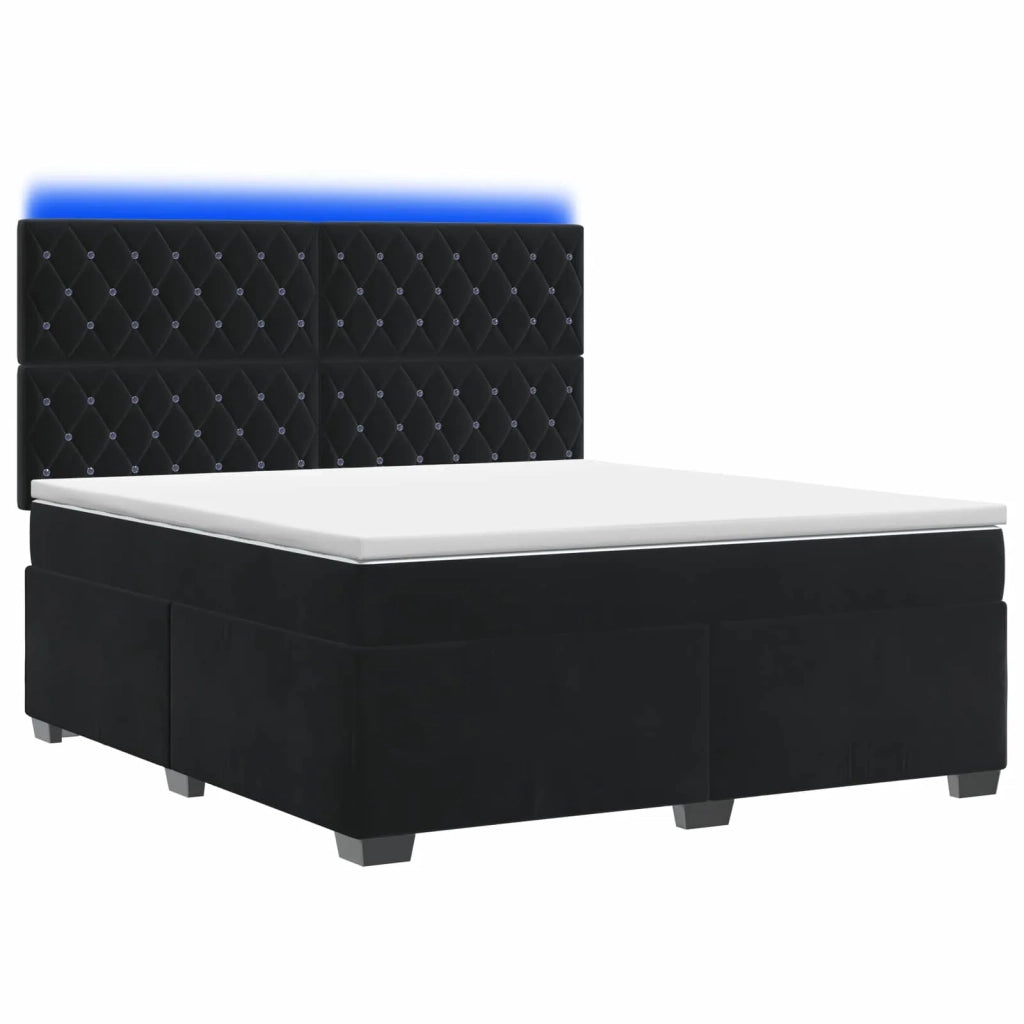 Letto box spring con materasso Nero 180 x 200 cm Velluto 3455152
