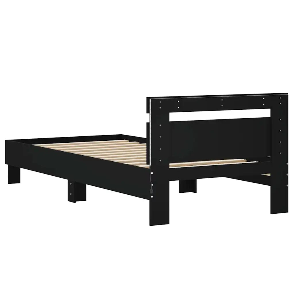 Giroletto con Testiera e LED Nero 75x190 cm 838751