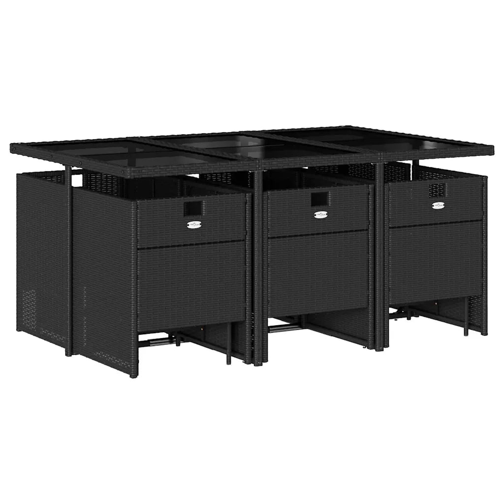 Set da Pranzo da Giardino 11 pz con Cuscini in Polyrattan Nero 3210607