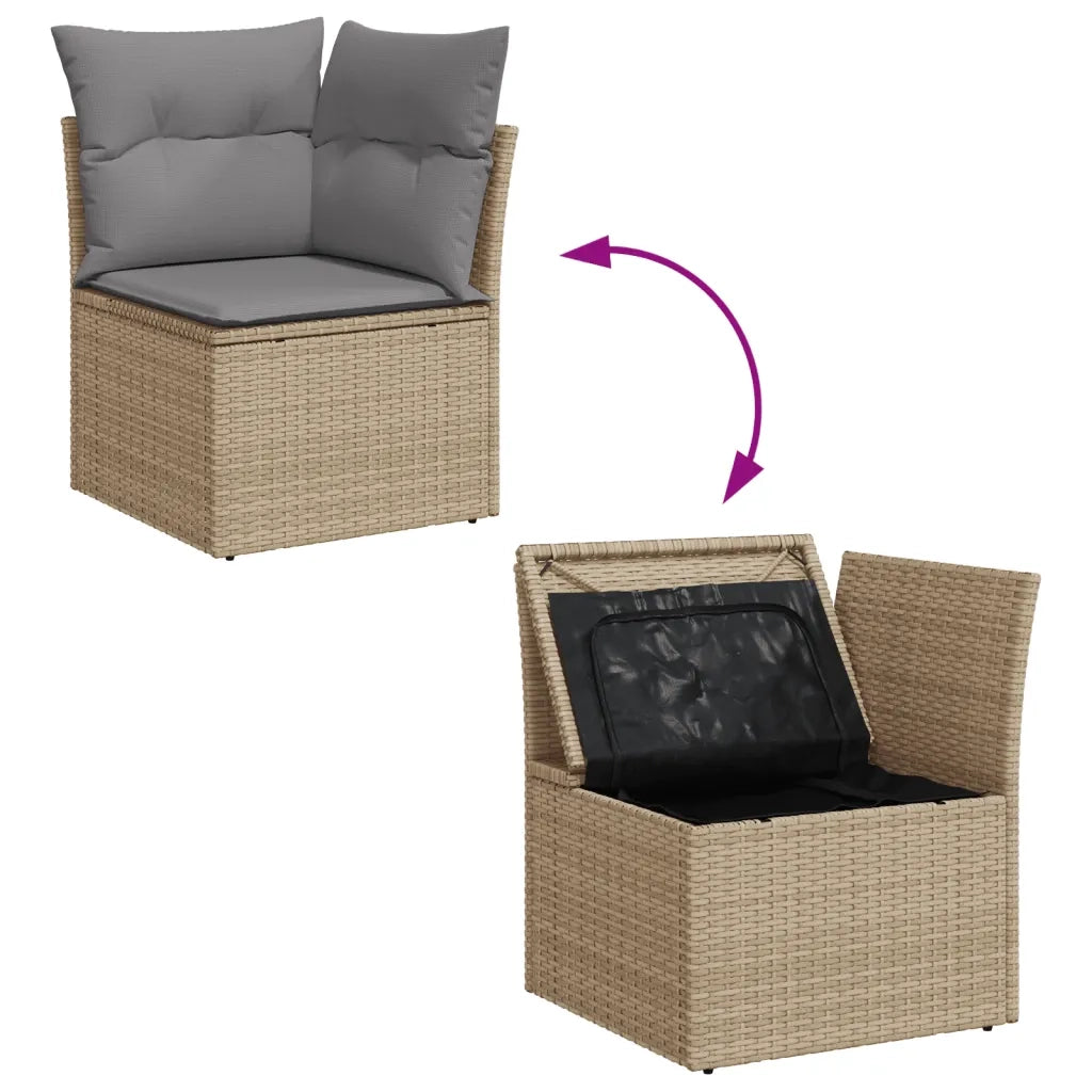 Set Divano da Giardino 9 pz con Cuscini Beige Misto Polyrattan 3255863