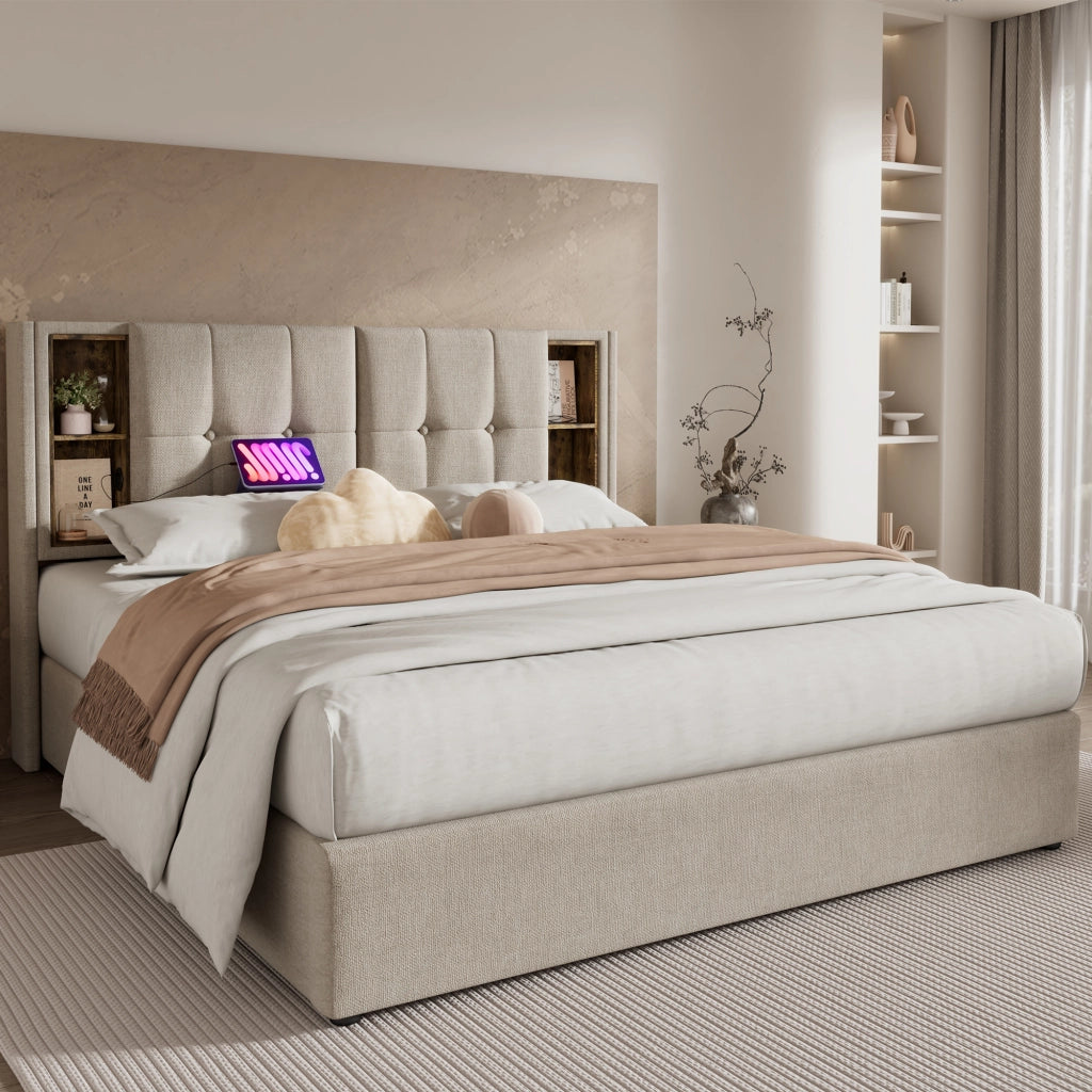 letto imbottito lino naturale 140 x 200 cm