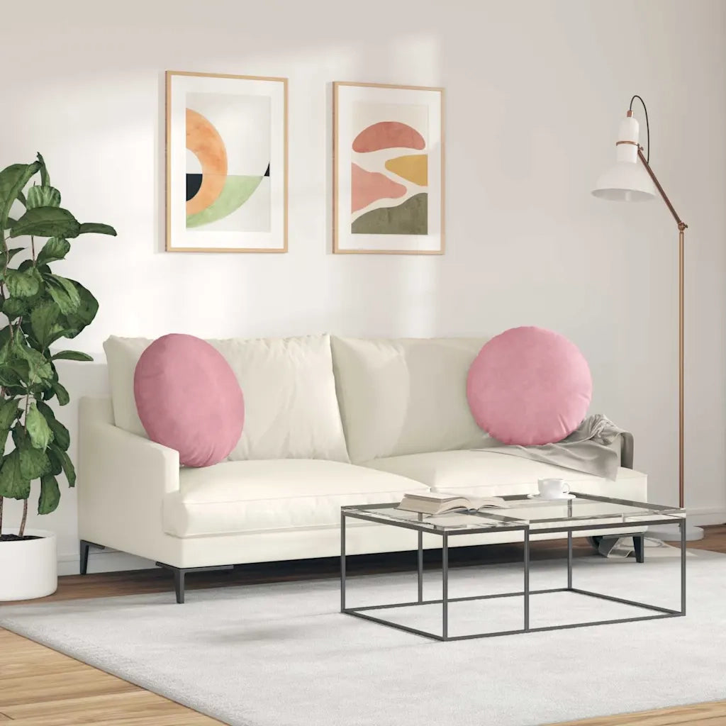 Cuscini per Seduta 2 pcs Rosa Ø50 x 19 cm Velluto 42014178