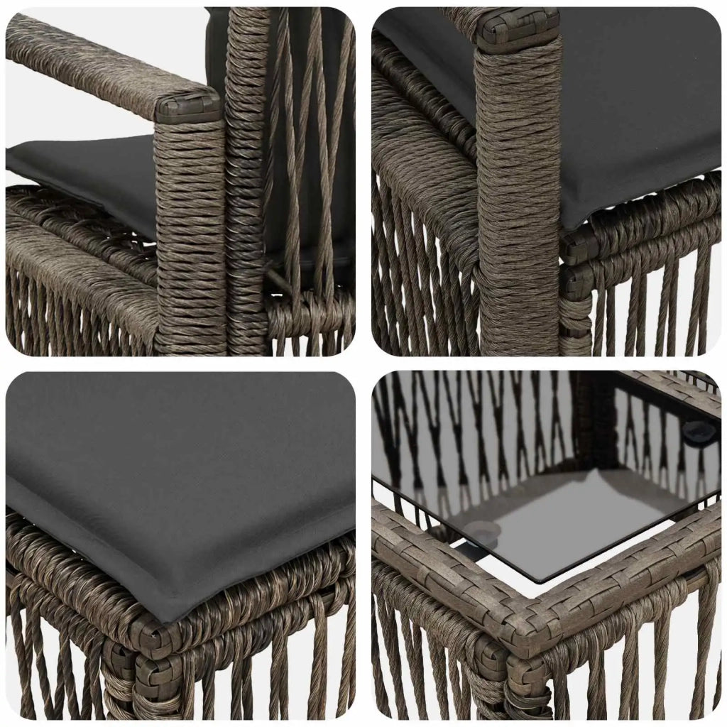 Set Divano da Giardino 4 pz Grigio polyrattan 3435632