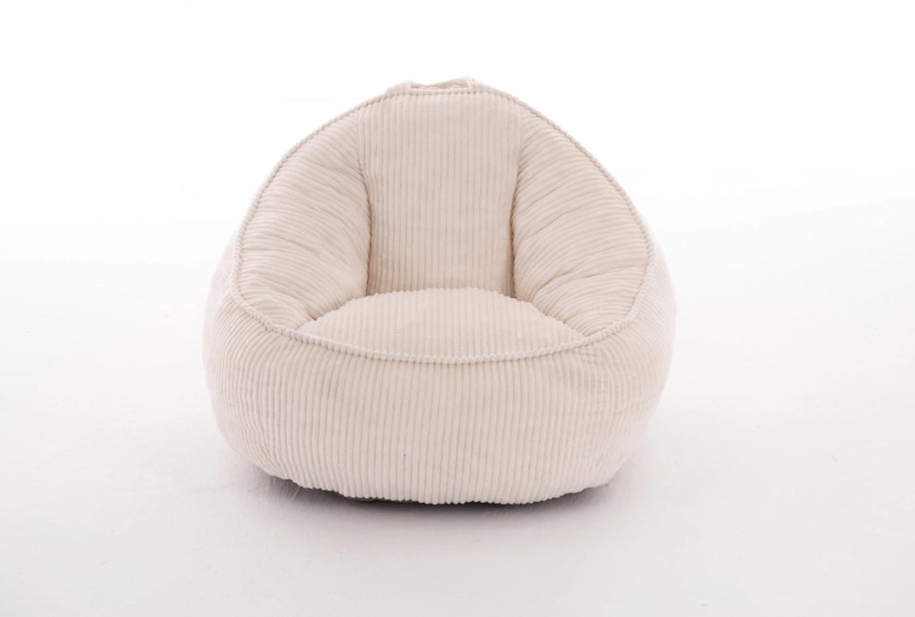 Poltroncina sacco per bambini beige in velluto a coste