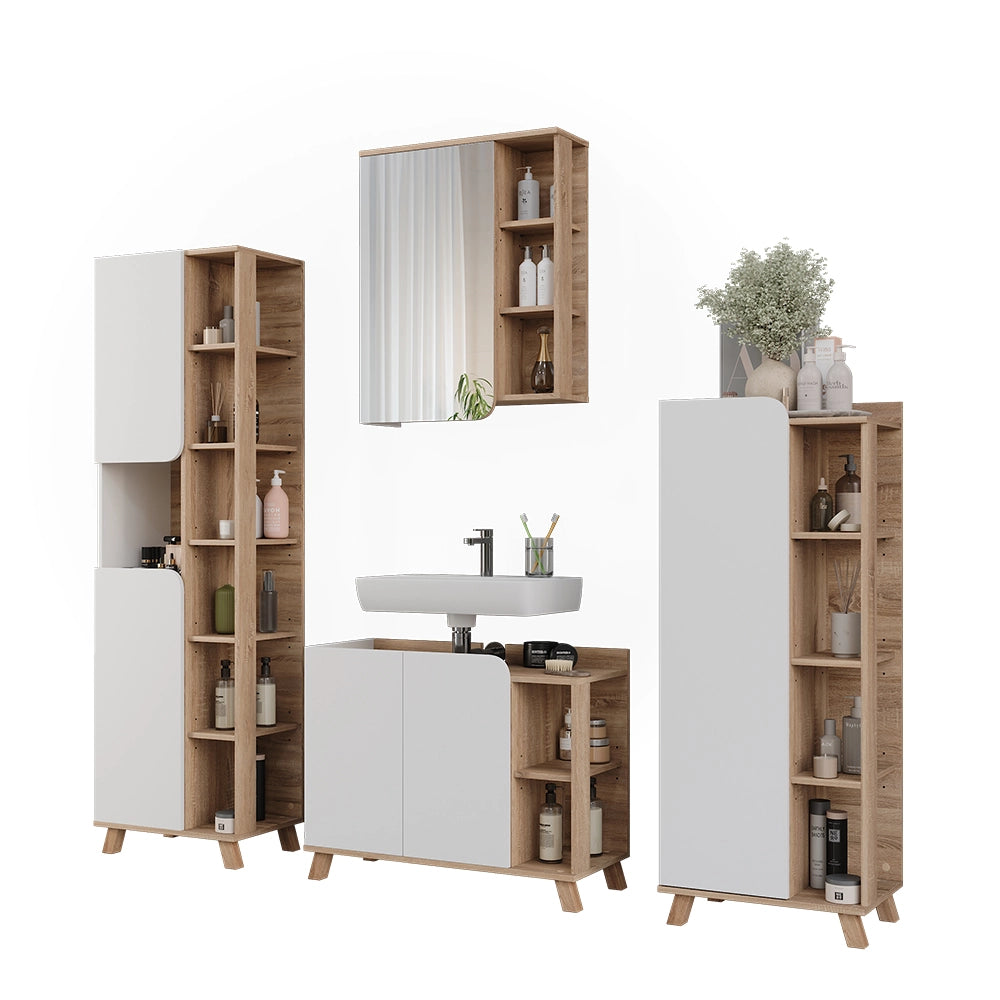 Vicco Set di mobili da bagno Sonoma/Bianco 4 parti