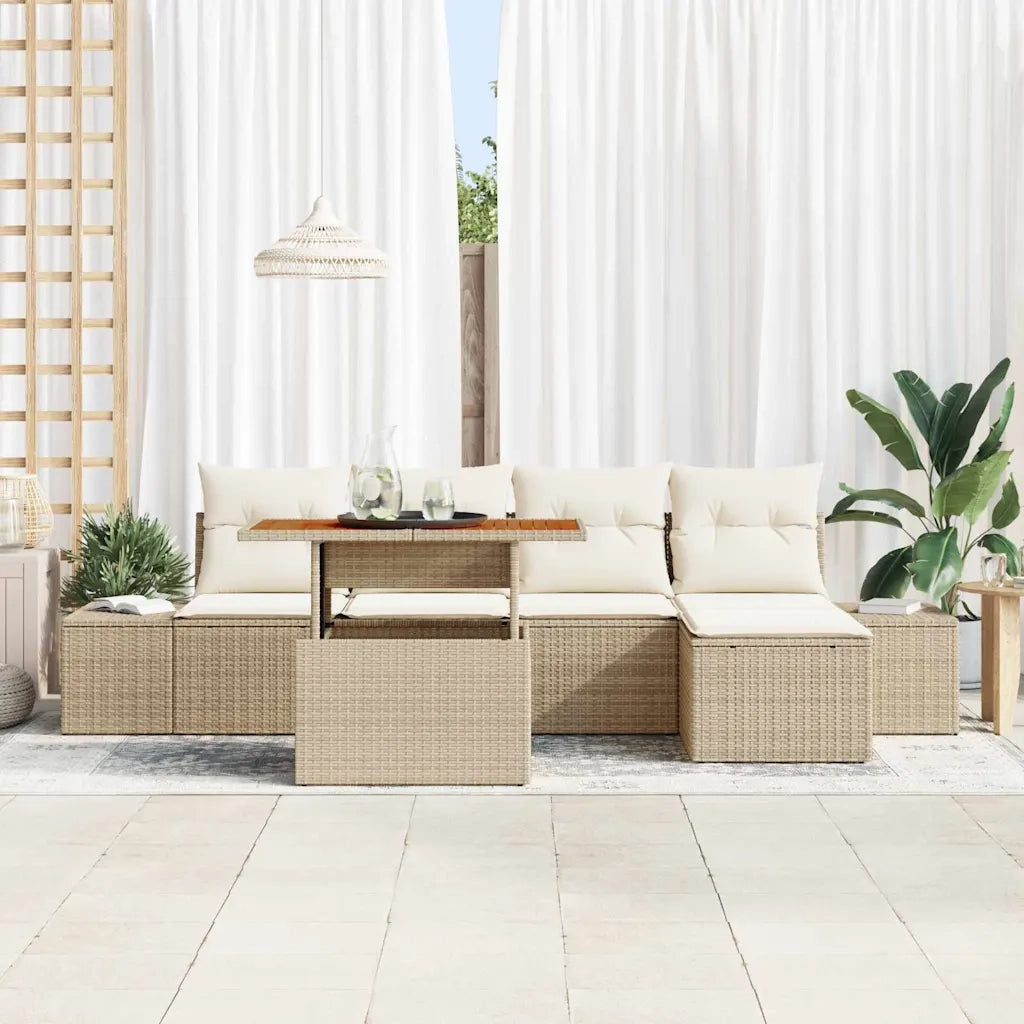Set da Pranzo per Giardino con cuscino 6 pcs Beige e Crema 3349952