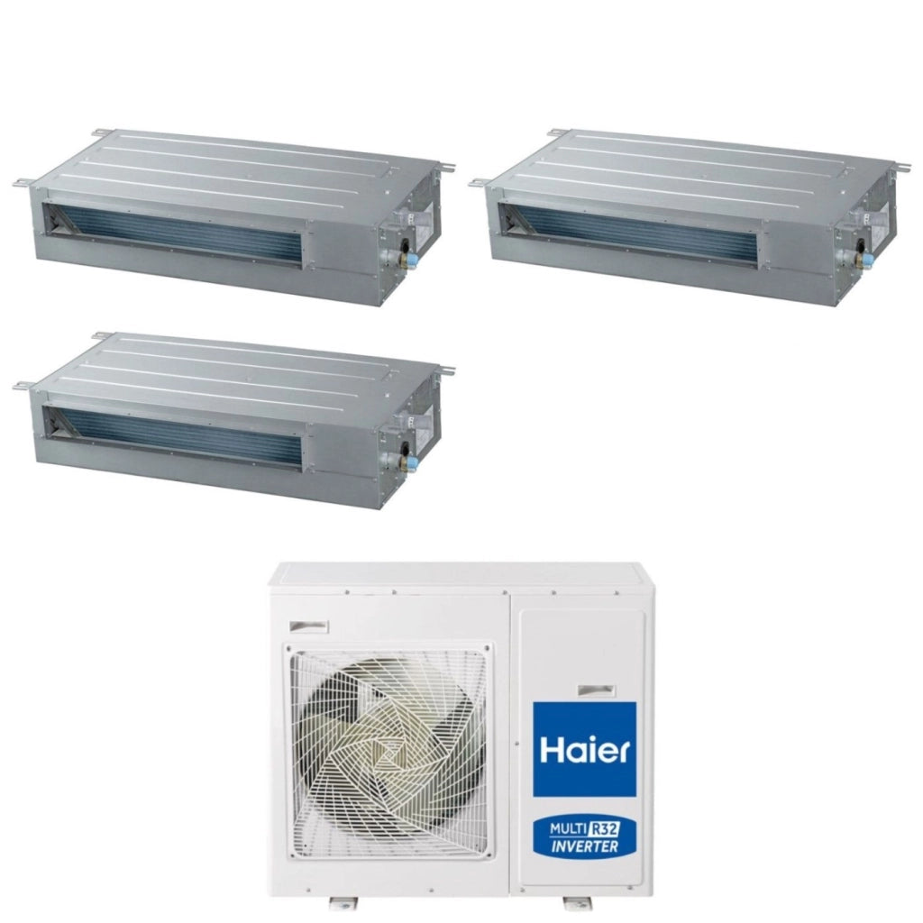 Climatizzatore Condizionatore Canalizzato Slim Haier Trial Split Inverter Bassa Prevalenza 9+12+12 con 4U75S2SR5FA R-32 Wi-Fi Integrato 9000+12000+12000