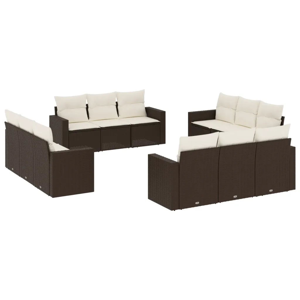 Set Divani da Giardino 12 pz con Cuscini Marrone in Polyrattan 3218763