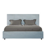 Letto matrimoniale con rete imbottito 160x190 microfibra azzurro Mika