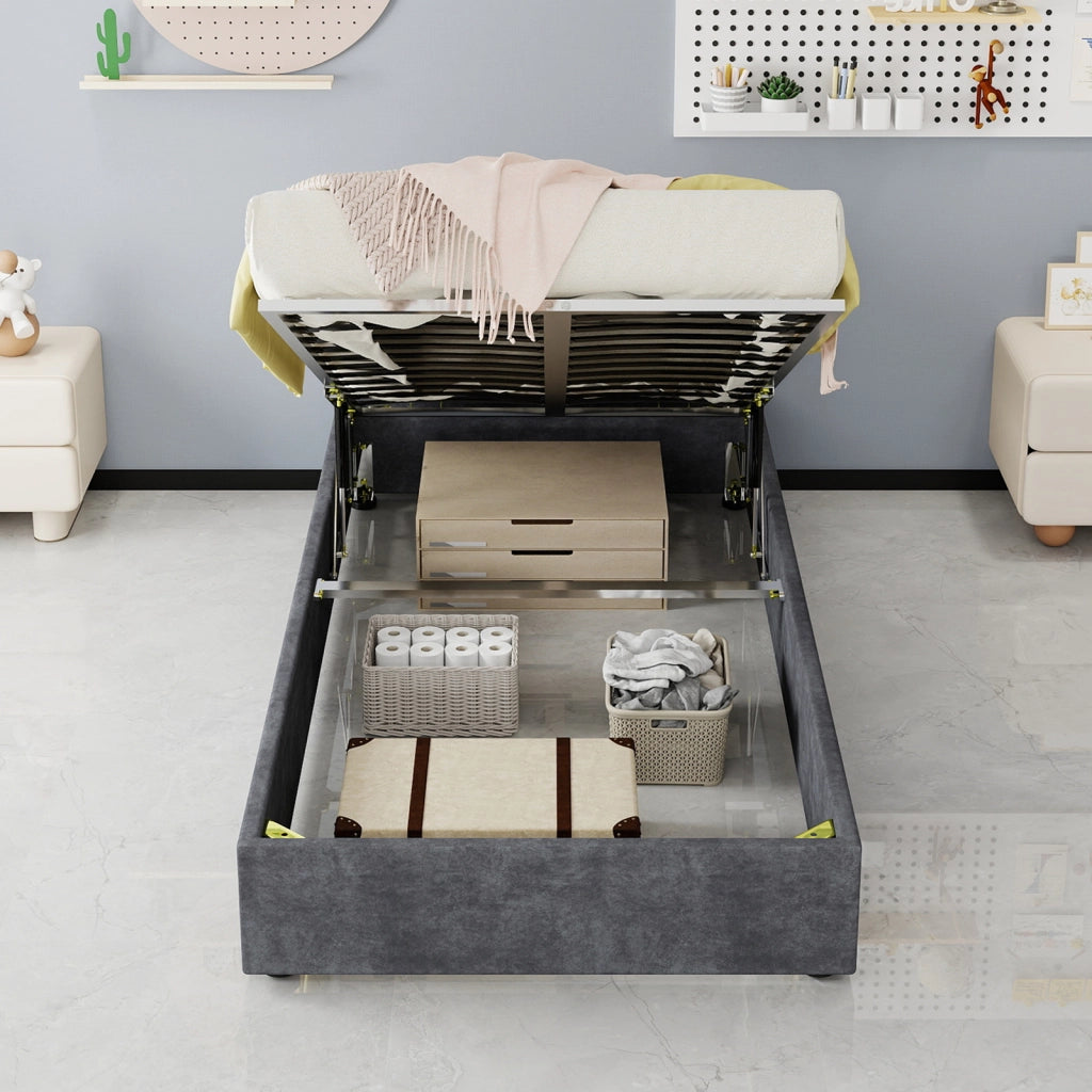 letto telaio tessuto grigio 90 x 200 cm