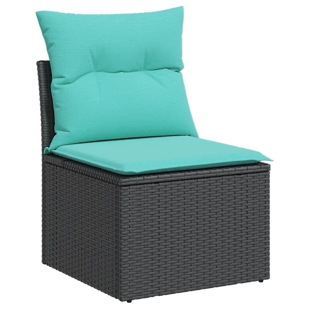 Set Divani da Giardino 6 pz con Cuscini Nero in Polyrattan 3226624